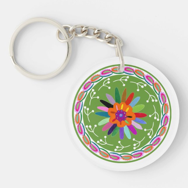 Modern Otomi Design Key Ring (Front)