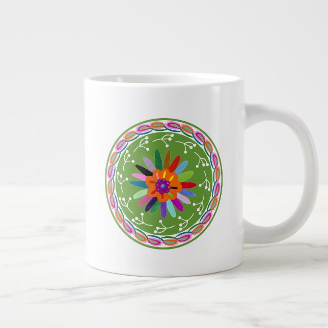 Modern Otomi Design Large Coffee Mug (Right)