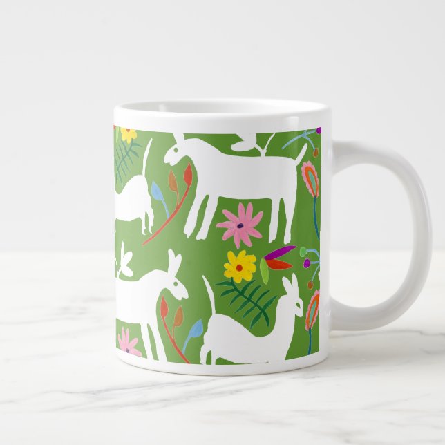 Modern Otomi Design | Llama Donkey Design Large Coffee Mug (Right)