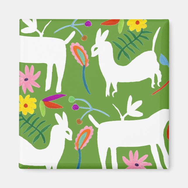 Modern Otomi Design | Llama Donkey Design Magnet (Front)