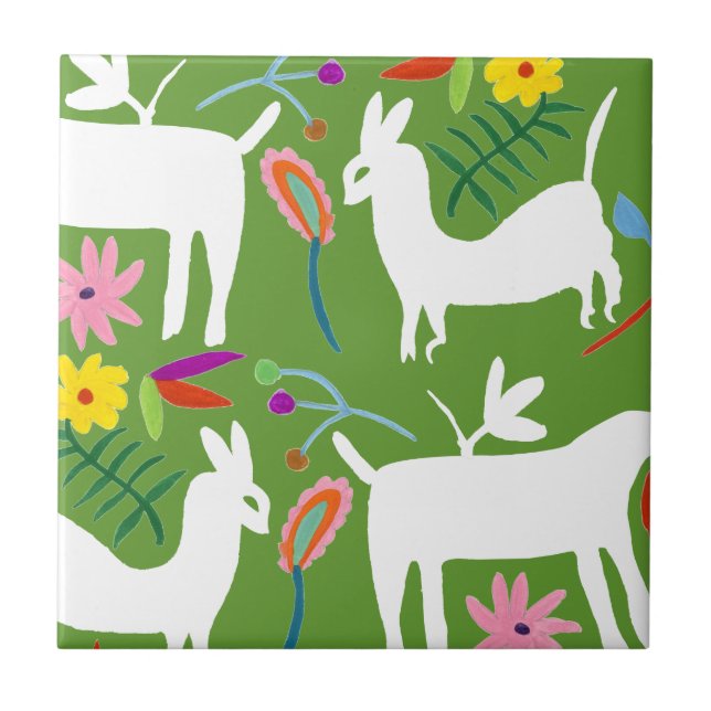 Modern Otomi Design | Llama Donkey Design Tile (Front)