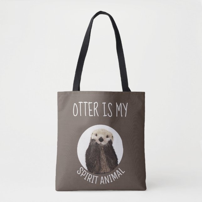 Modern Otter is my Spirit Animal Brown Tote Bag (Front)