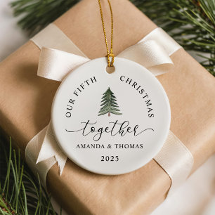 Modern Our Christmas Together Couples Anniversary Ceramic Tree Decoration