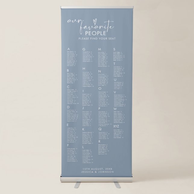 Modern Our Favourite People Wedding Seating Chart  Retractable Banner (Front)