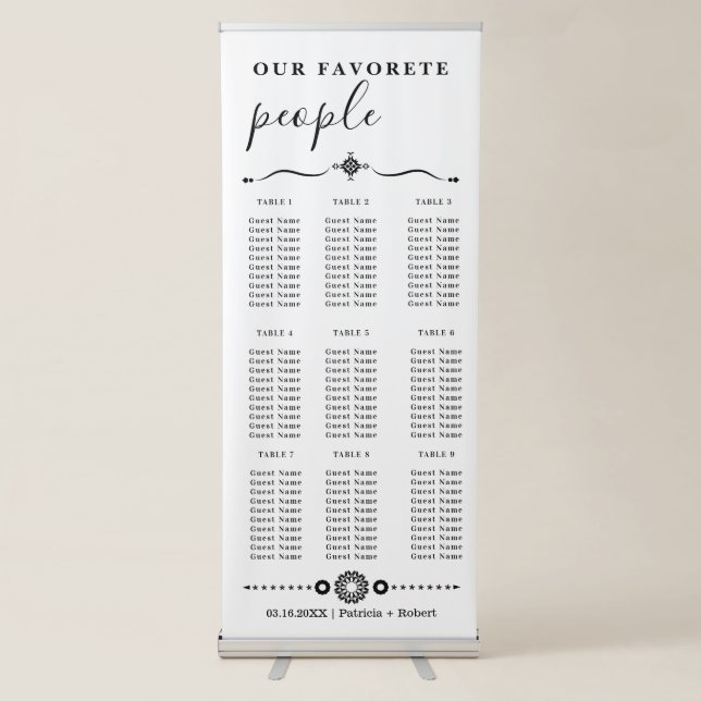 Modern Our Favourite People Wedding Seating Chart  Retractable Banner (Front)