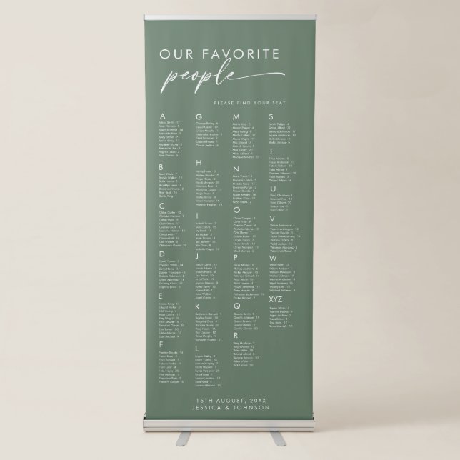 Modern Our Favourite People Wedding Seating Chart  Retractable Banner (Front)