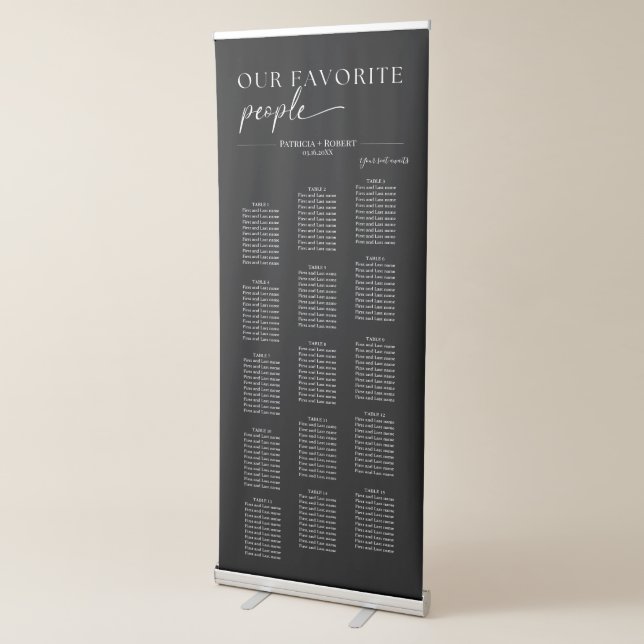Modern Our Favourite People Wedding Seating Chart Retractable Banner (3/4)