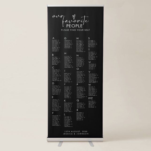Modern Our Favourite People Wedding Seating Chart  Retractable Banner (Front)
