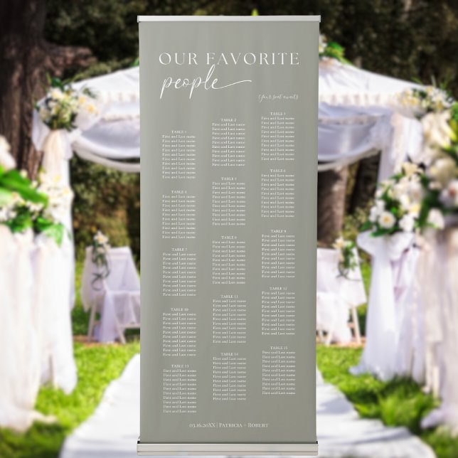 Modern Our Favourite People Wedding Seating Chart Retractable Banner (Creator Uploaded)