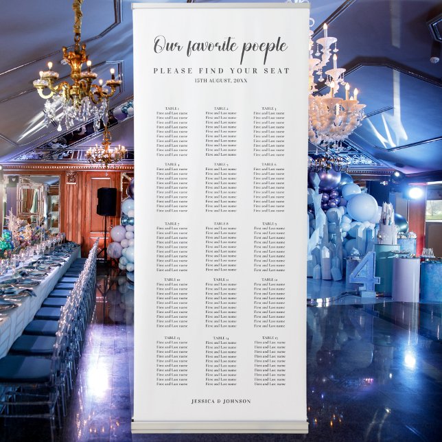 Modern Our Favourite People Wedding Seating Chart Retractable Banner (Creator Uploaded)