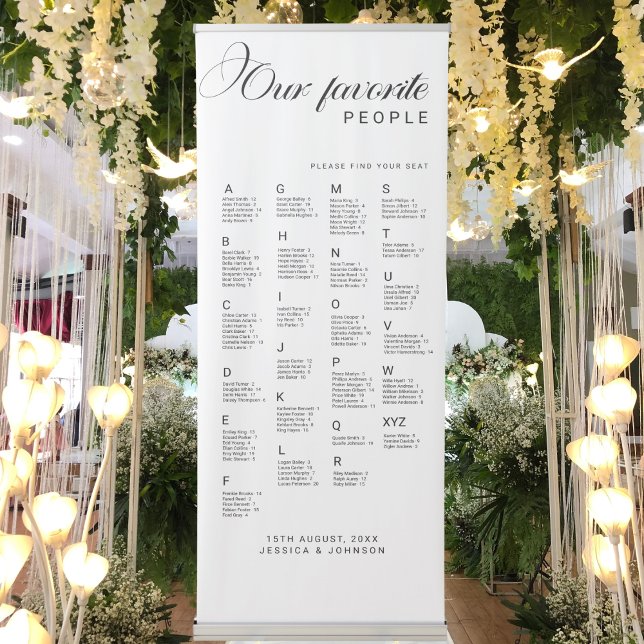 Modern Our Favourite People Wedding Seating Chart Retractable Banner (Creator Uploaded)