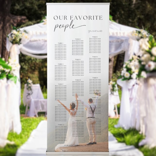 Modern Our Favourite People Wedding Seating Chart Retractable Banner (Creator Uploaded)