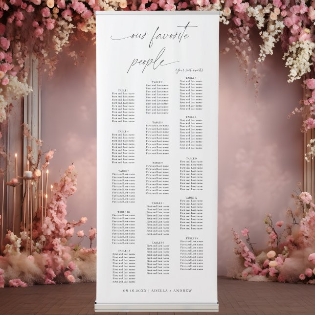 Modern Our Favourite People Wedding Seating Chart Retractable Banner (Creator Uploaded)