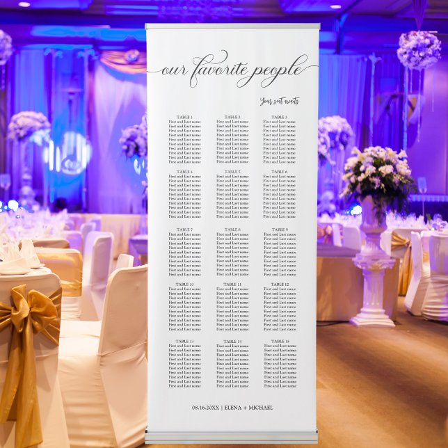 Modern Our Favourite People Wedding Seating Chart Retractable Banner (Creator Uploaded)