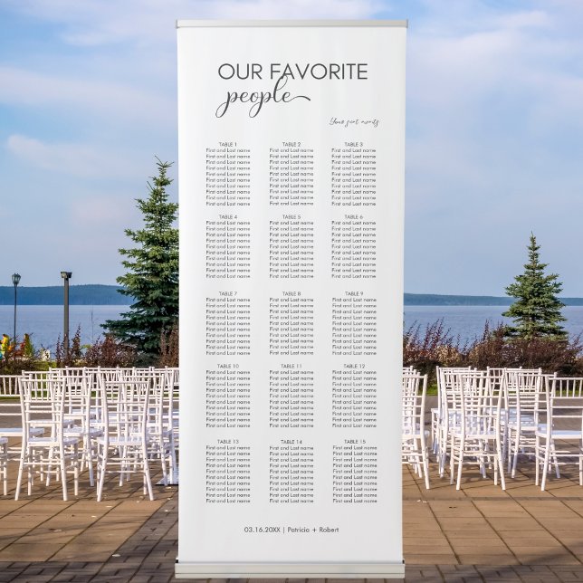 Modern Our Favourite People Wedding Seating Chart Retractable Banner (Creator Uploaded)