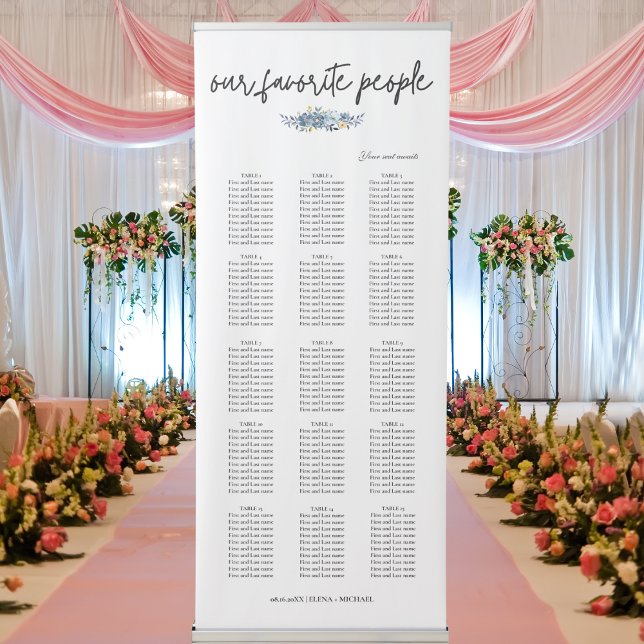 Modern Our Favourite People Wedding Seating Chart Retractable Banner (Creator Uploaded)