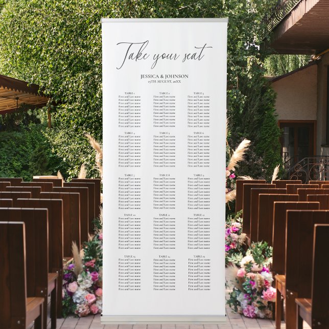 Modern Our Favourite People Wedding Seating Chart Retractable Banner (Creator Uploaded)