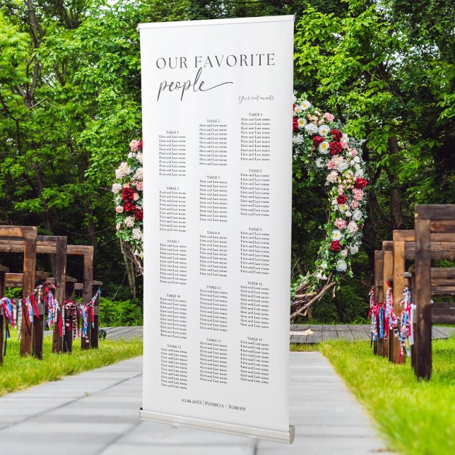 Modern Our Favourite People Wedding Seating Chart Retractable Banner (Creator Uploaded)