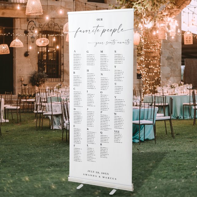Modern Our Favourite People Wedding Seating Chart Retractable Banner (Creator Uploaded)