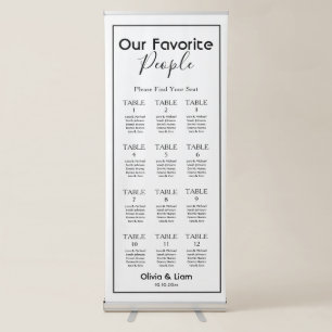 Modern Our Favourite People Wedding Seating Chart  Retractable Banner