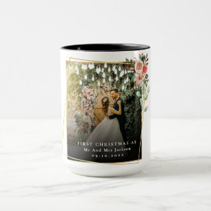 Modern Our First Christmas As Mr & Mrs Floral Mug