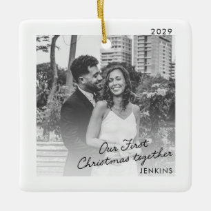 Modern Our First Christmas Together Photo Ornament