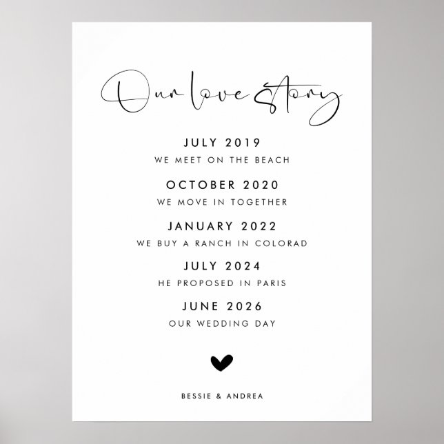 Modern Our Love Story Wedding Sign (Front)