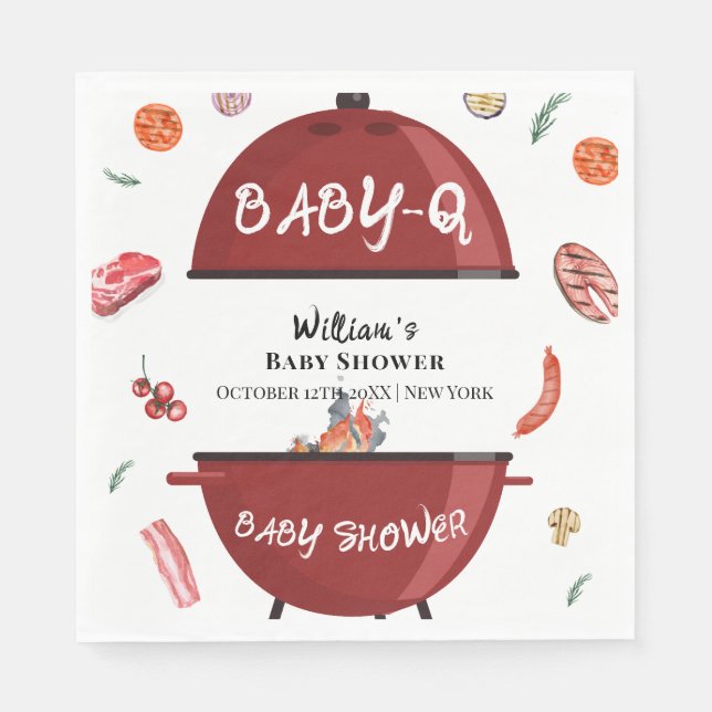 Modern Outdoor Backyard BBQ Baby Shower  Napkin (Front)