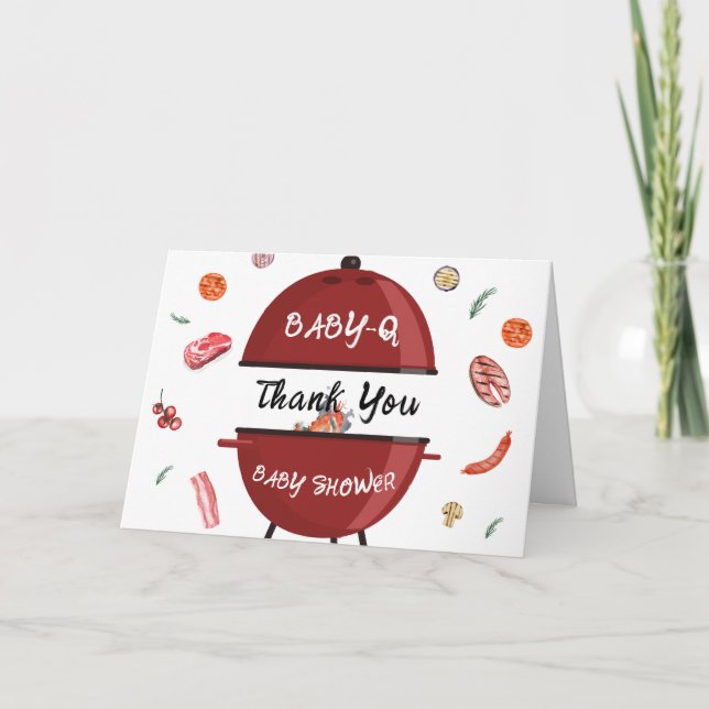 Modern Outdoor Backyard BBQ Baby Shower  Thank You Card (Front)
