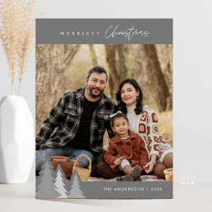 Modern Outdoor, Merriest Christmas Family Photo Postcard