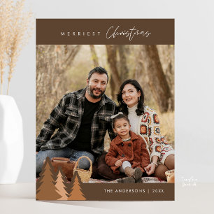 Modern Outdoor, Merriest Christmas Family Photo Postcard