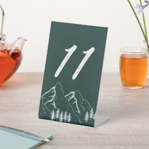 Modern Outdoor Mountain Pine Tree Table Number Pedestal Sign