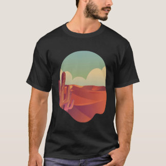 Modern Outdoors Desert Scene Sand Clouds Cactus T-Shirt