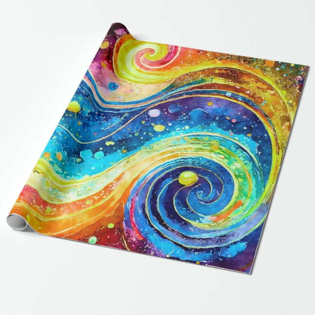 MODERN OUTER SPACE DESIGN WRAPPING PAPER (Unrolled)