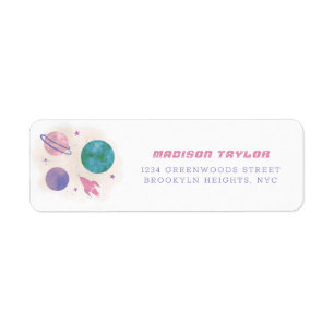 Modern Outer Space Galaxy Pink and Violet Planet