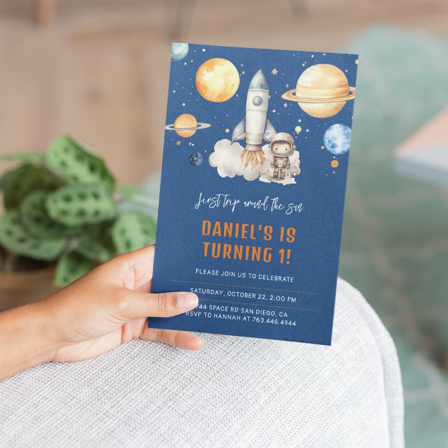 Modern Outer Space Planets Boy First Birthday Invitation (Creator Uploaded)