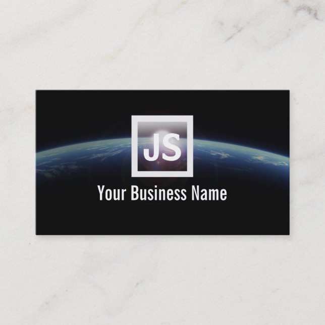 Modern Outer Space Sunrise & Earth Business Card (Front)