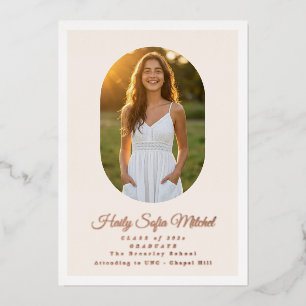 Modern Oval High School Photo Graduation Rose Gold