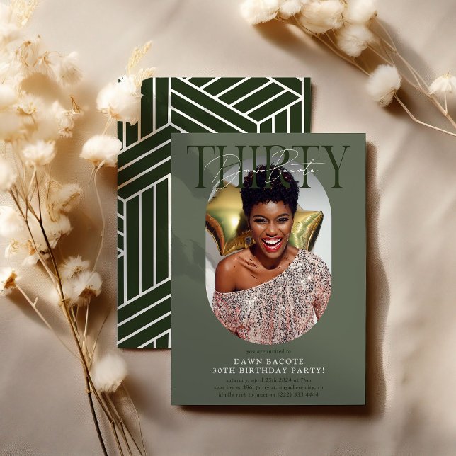 Modern Oval Photo & Signature 30th Birthday Invitation (Creator Uploaded)