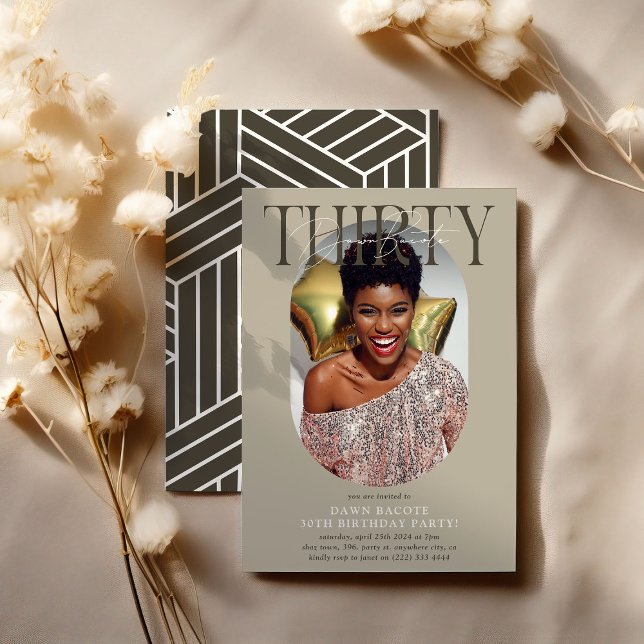 Modern Oval Photo & Signature 30th Birthday Invitation (Creator Uploaded)