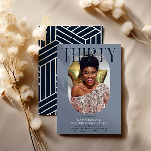 Modern Oval Photo & Signature 30th Birthday Invitation