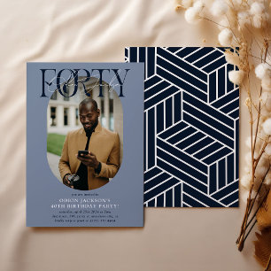 Modern Oval Photo & Signature 40th Birthday Invitation