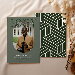 Modern Oval Photo & Signature 40th Birthday Invitation