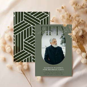 Modern Oval Photo & Signature 50th Birthday Invitation