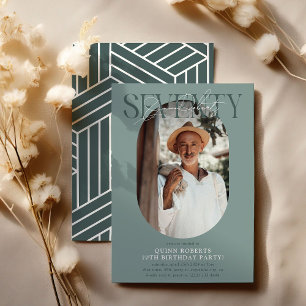 Modern Oval Photo & Signature 70th Birthday Invitation
