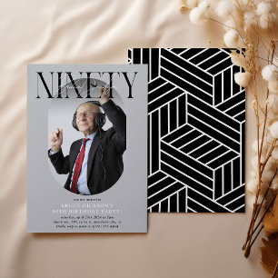 Modern Oval Photo & Signature 90th Birthday Invitation