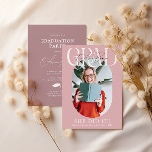 Modern Oval Photo & Signature Graduation Party Invitation