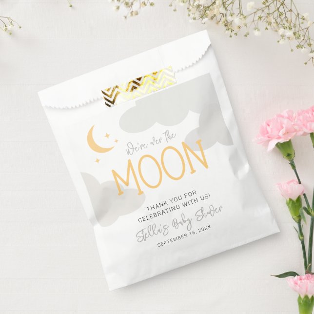 Modern Over The Moon Baby Shower Favour Bags (Sealed)