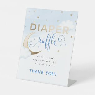 Modern Over the Moon Diaper Raffle Pedestal Sign