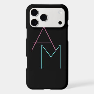 Modern Overlapping Initials Pink Turquoise Black